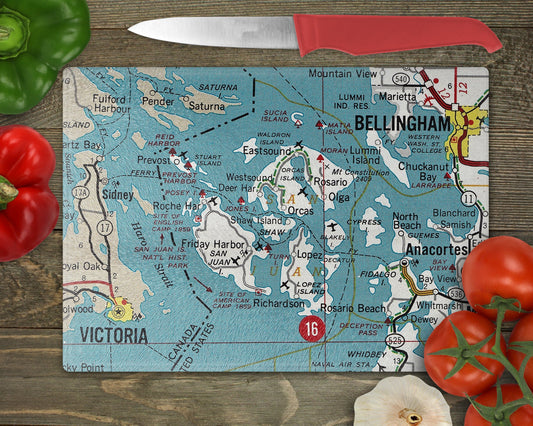 San Juan Islands Washington Map Cutting Board | Travel Gift | Kitchen Decor