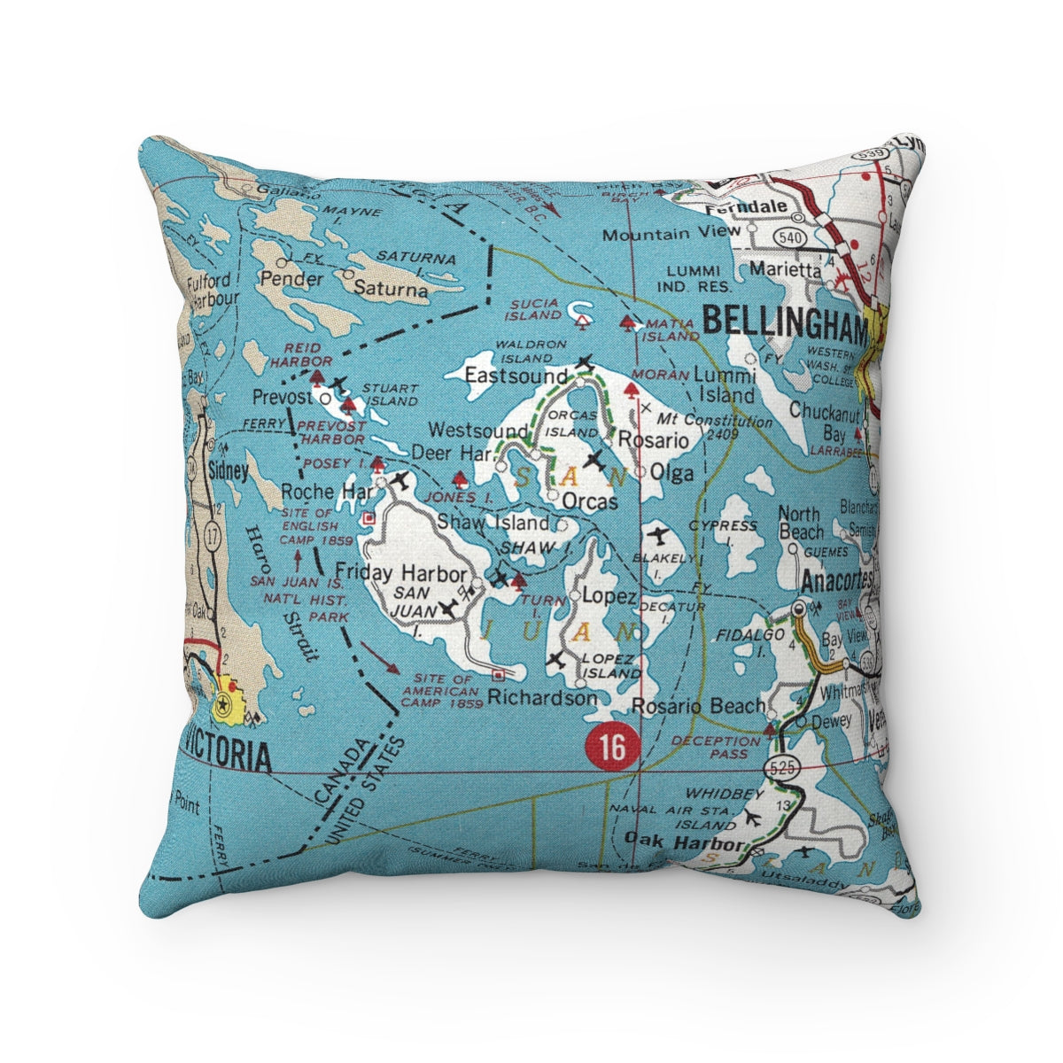 San Juan Islands Washington pillow