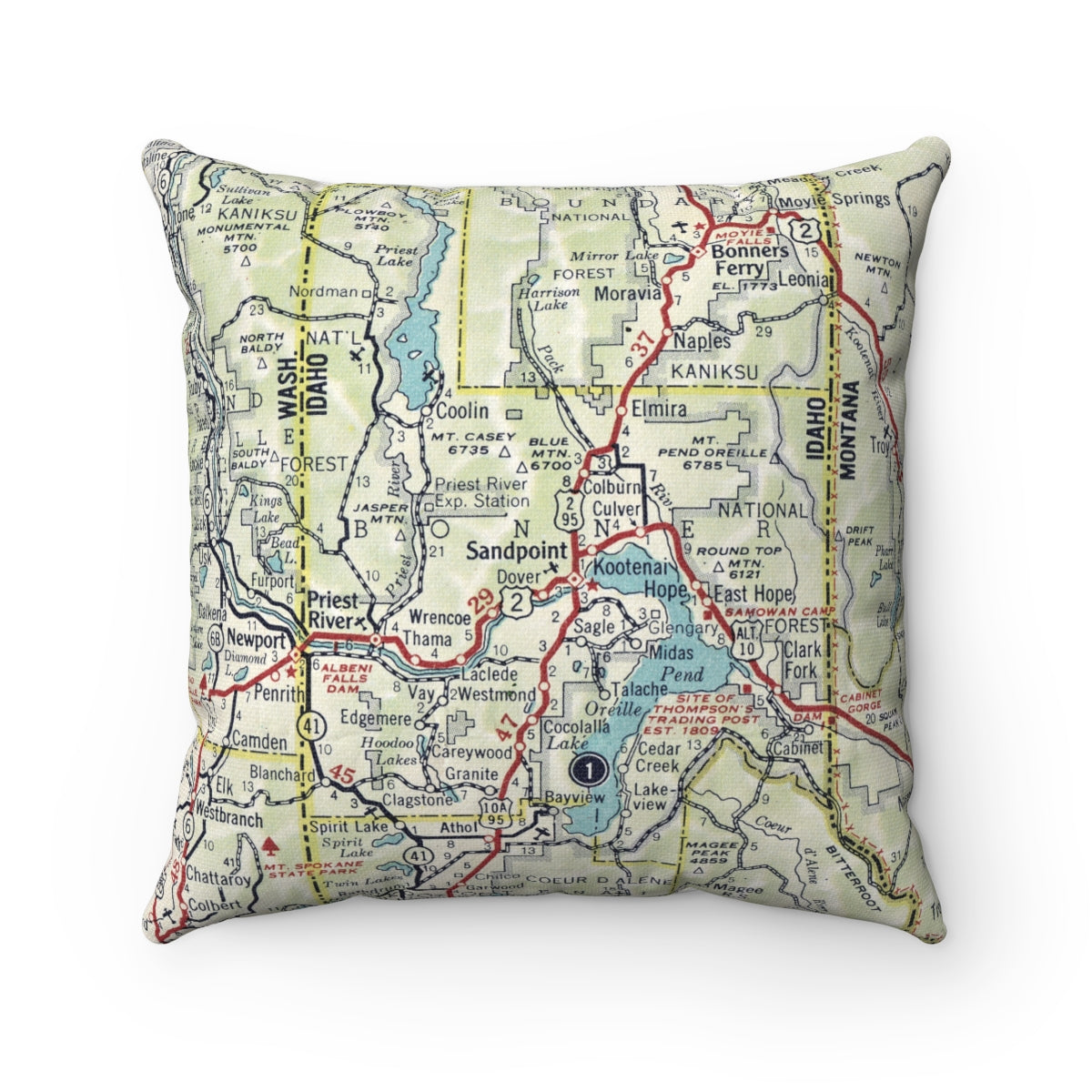 Sandpoint Idaho pillow