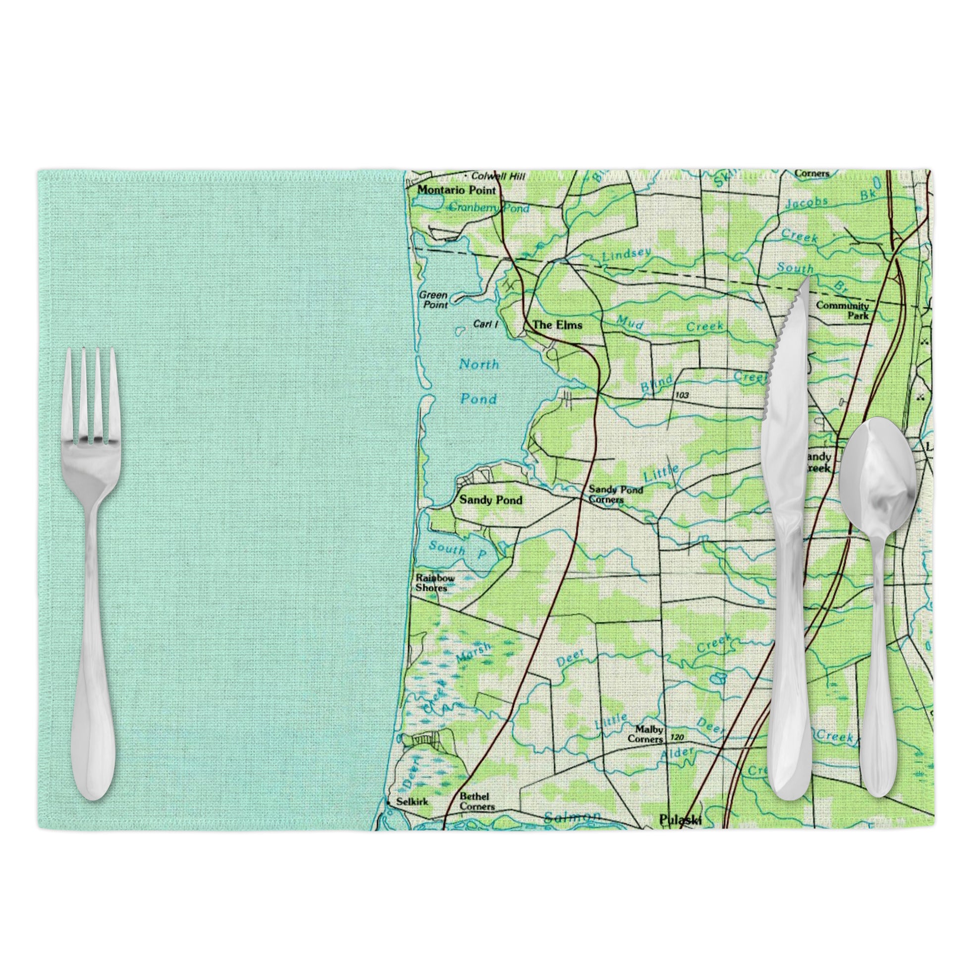 Sandy Pond New York Vintage Map Placemats Set of 4