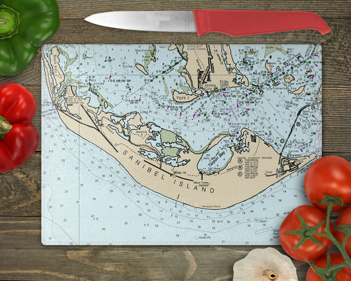 Sanibel Island Florida Map Cutting Board | Travel Gift | Kitchen Decor