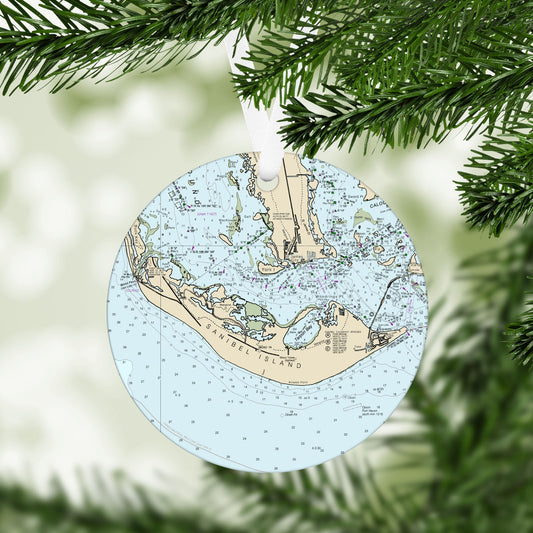 Sanibel Island Florida Vintage Map Ornament