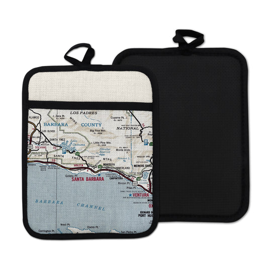 Santa Barbara California Vintage Map Hot Pad