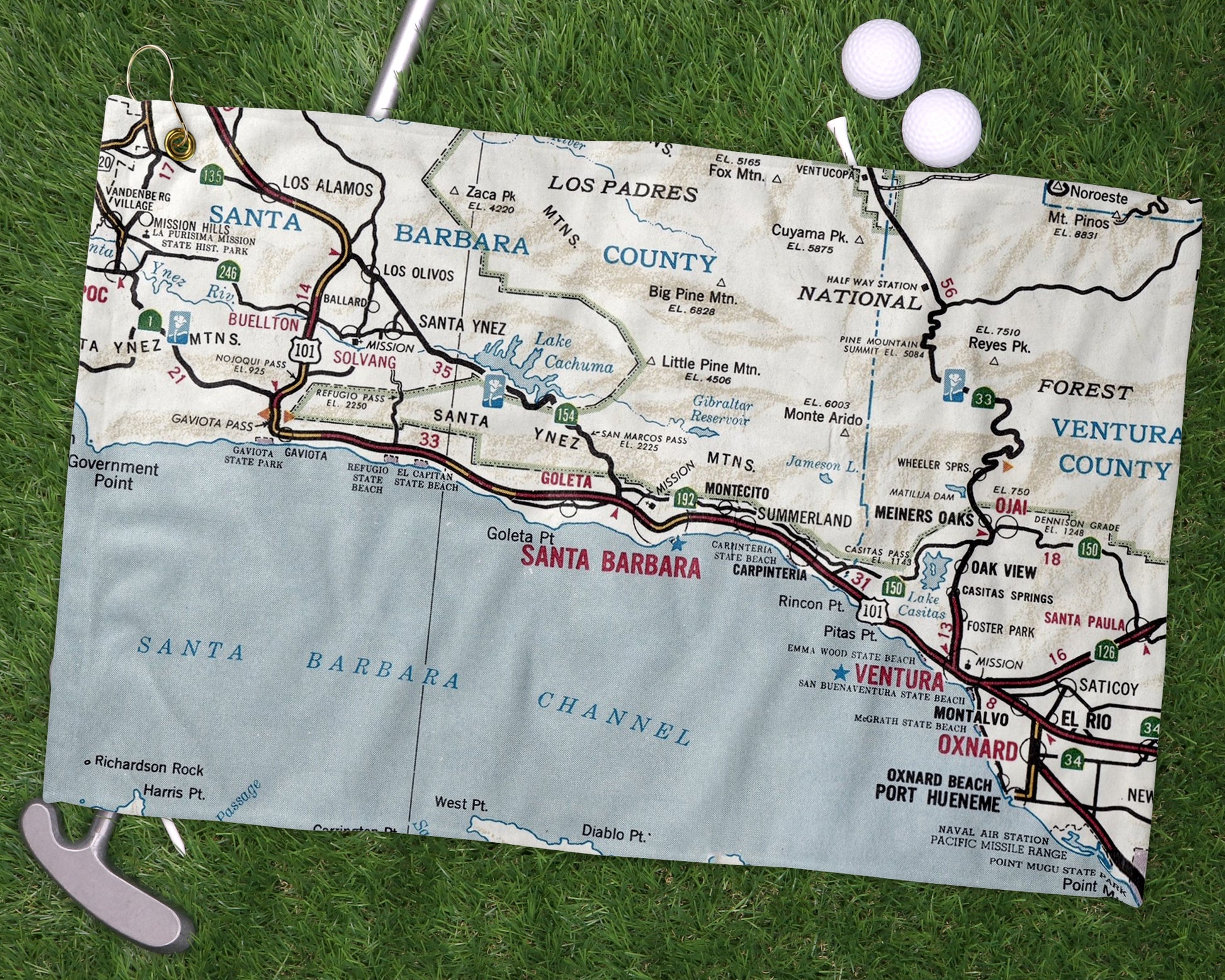 Santa Barbara California golf towel primary image
