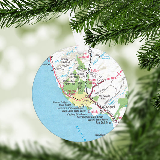 Santa Cruz California Vintage Map Ornament