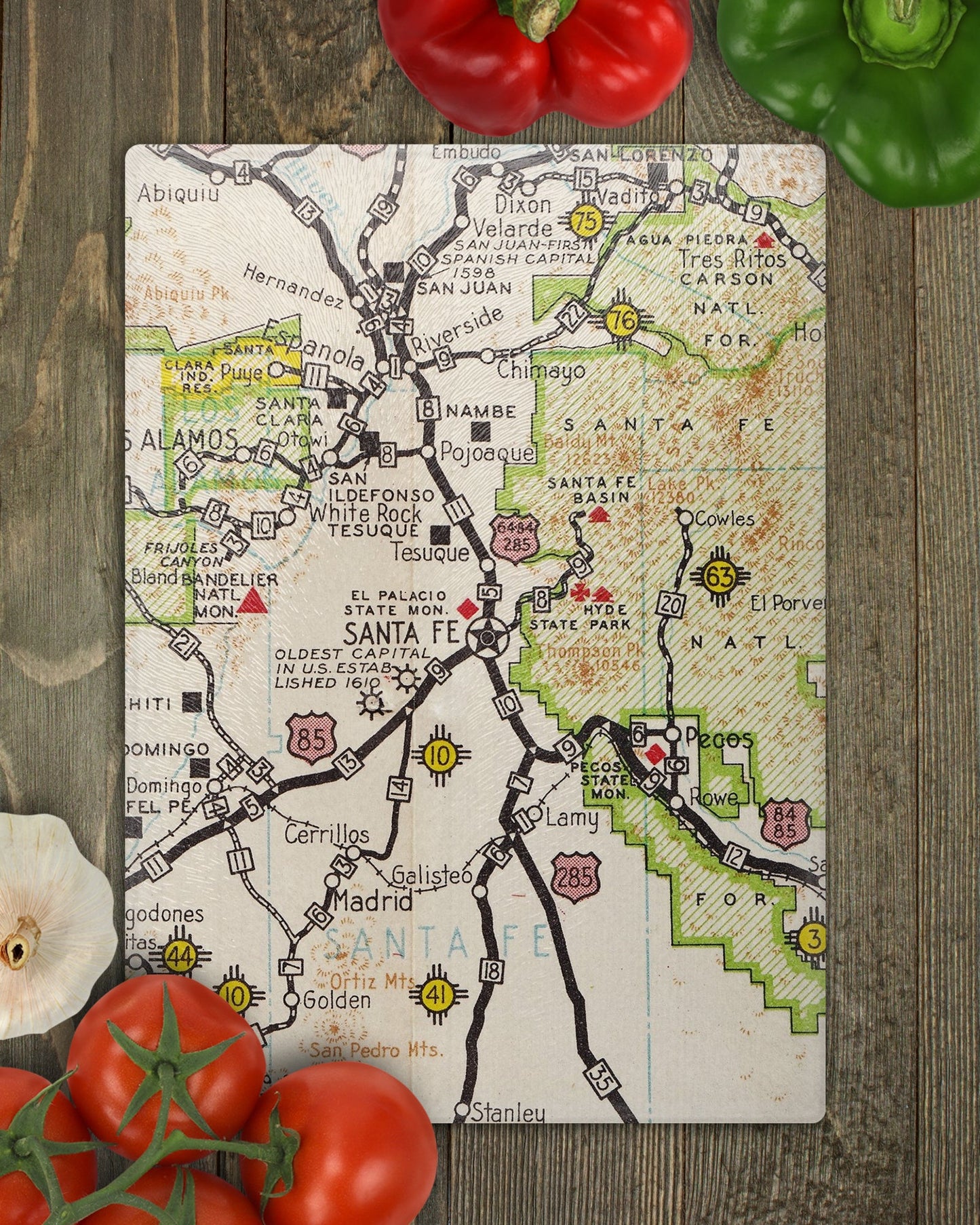 Santa Fe New Mexico Map Cutting Board | Travel Gift | Kitchen Decor