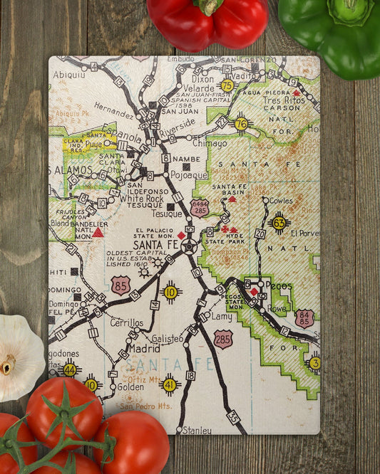 Santa Fe New Mexico Map Cutting Board | Travel Gift | Kitchen Decor