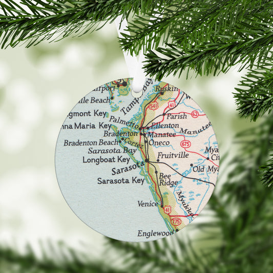 Sarasota Florida Vintage Map Ornament