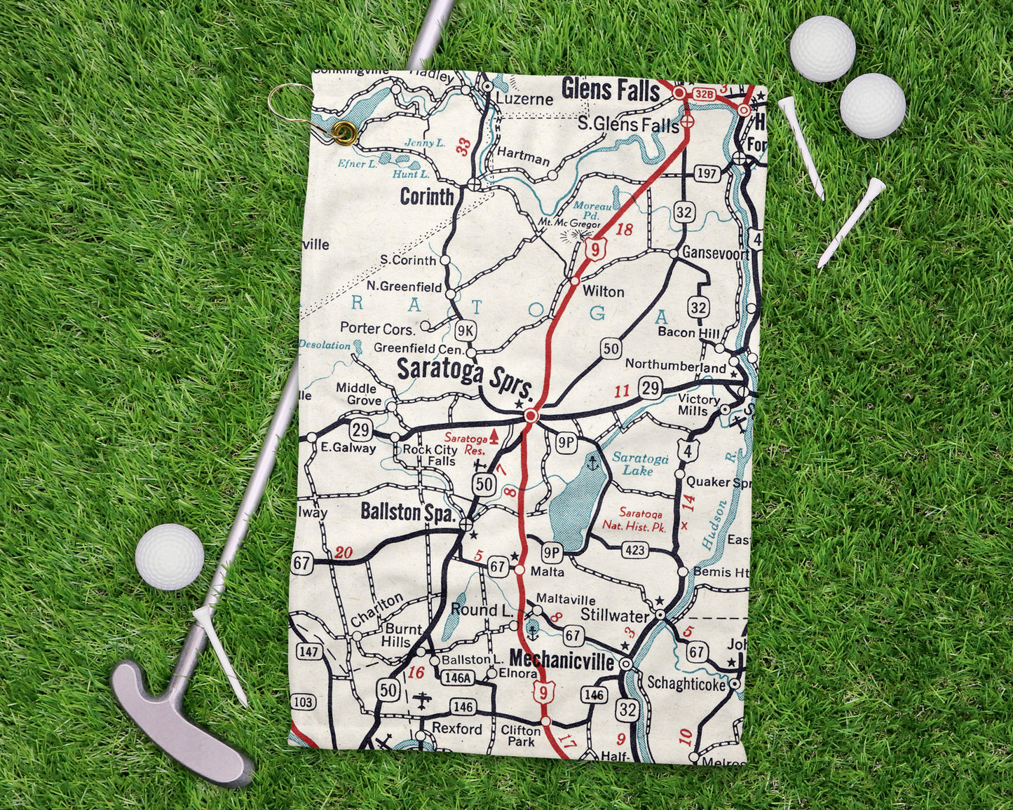 Saratoga Springs New York golf towel primary image