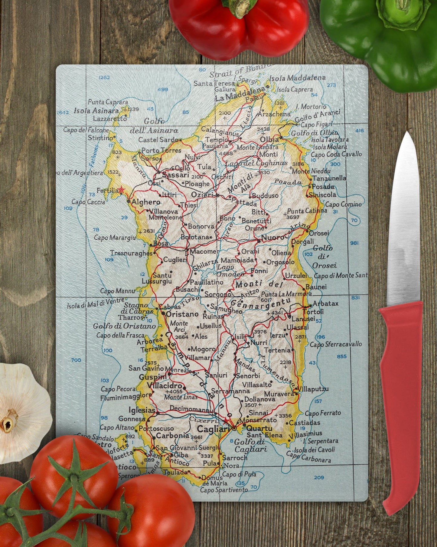 Sardinia Map Cutting Board | Travel Gift | Kitchen Decor