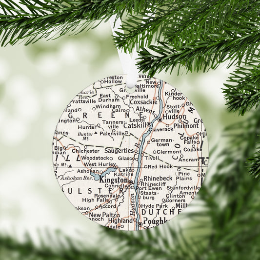 Saugerties New York Vintage Map Ornament
