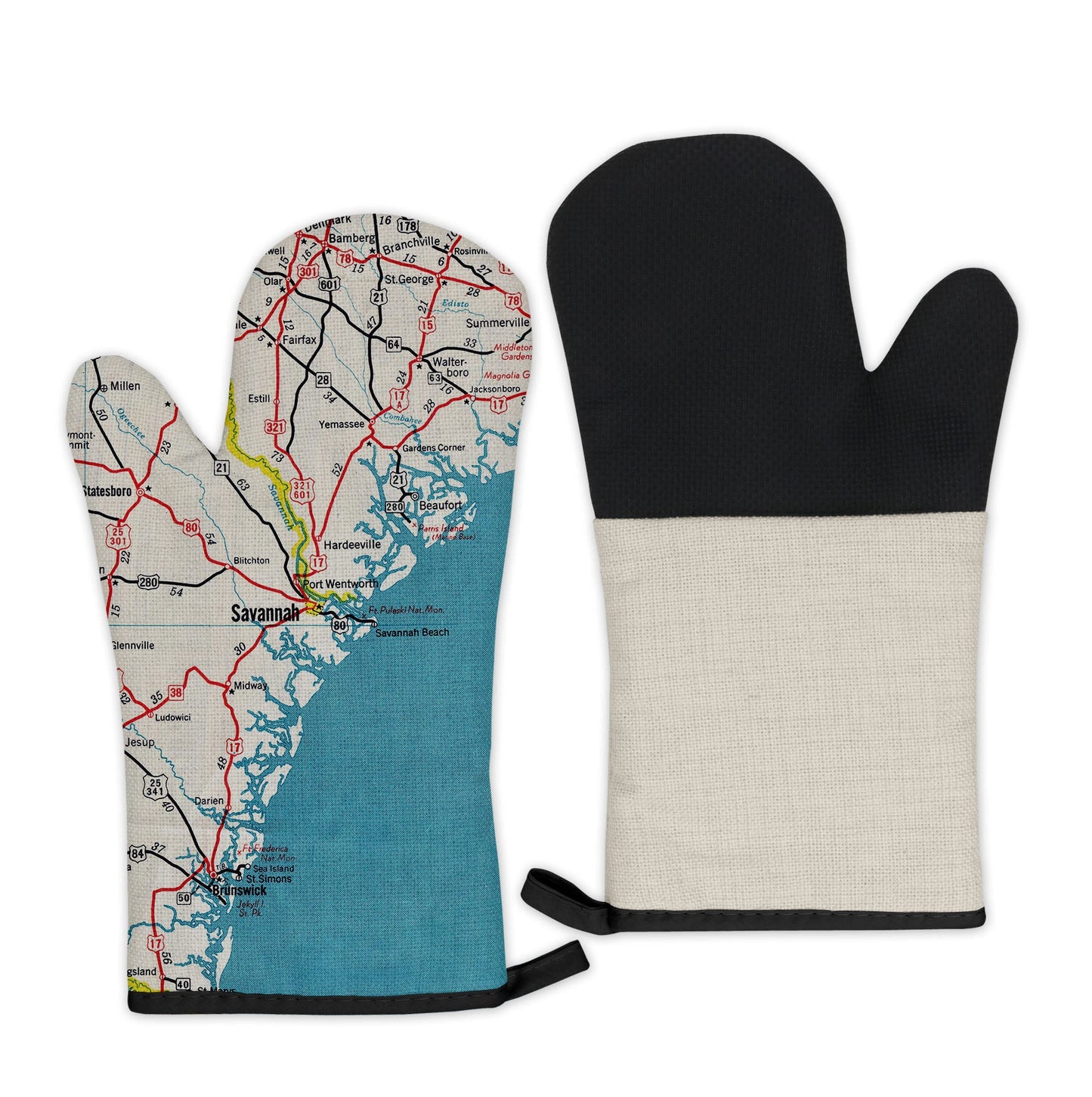 Savannah, Georgia Map Oven Mitt | Vintage-Inspired Kitchen Gift