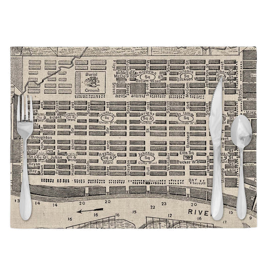 Savannah Georgia Vintage Map Placemats Set of 4