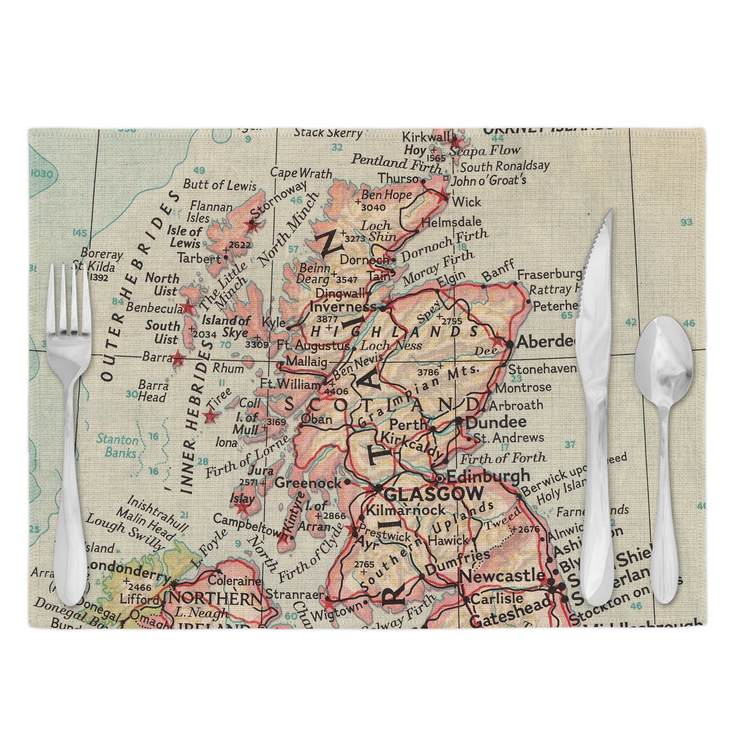 Scotland Vintage Map Placemats Set of 4
