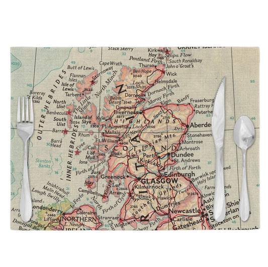 Scotland Vintage Map Placemats Set of 4