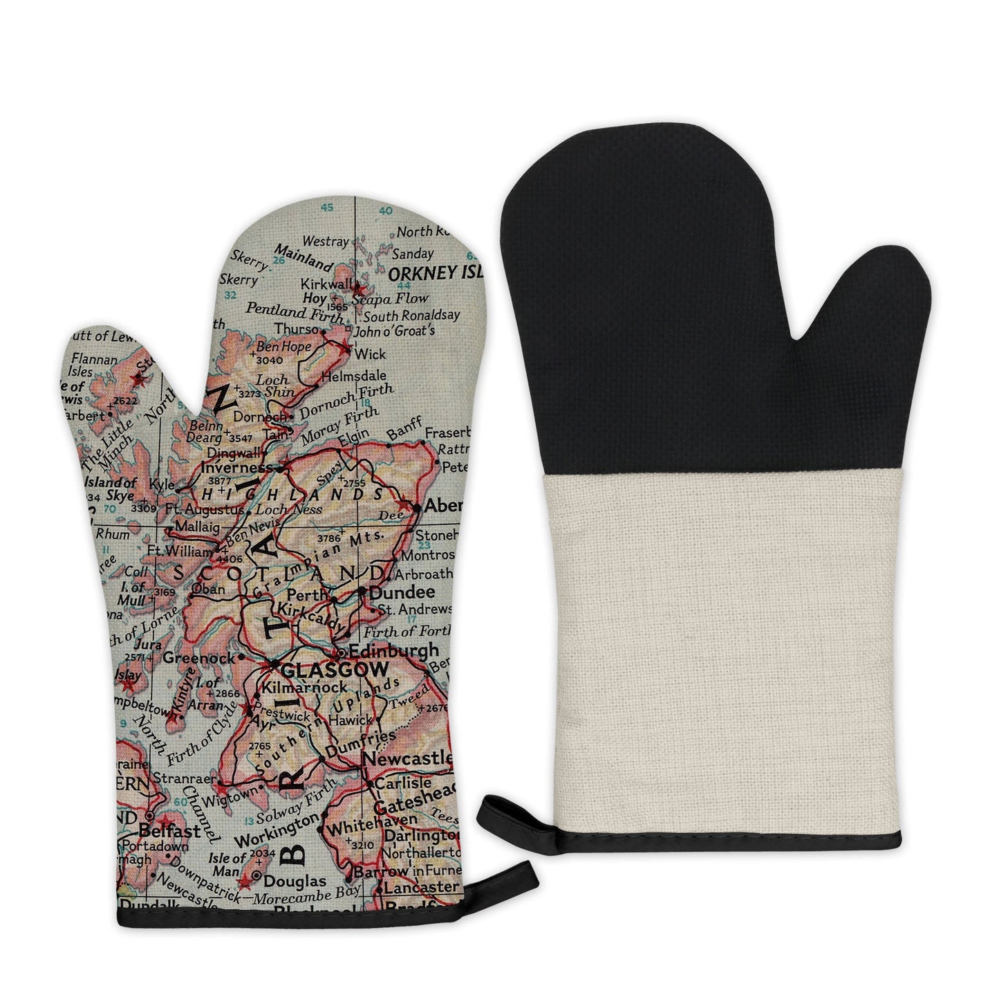 Scotland Map Oven Mitt | Vintage-Inspired Kitchen Gift