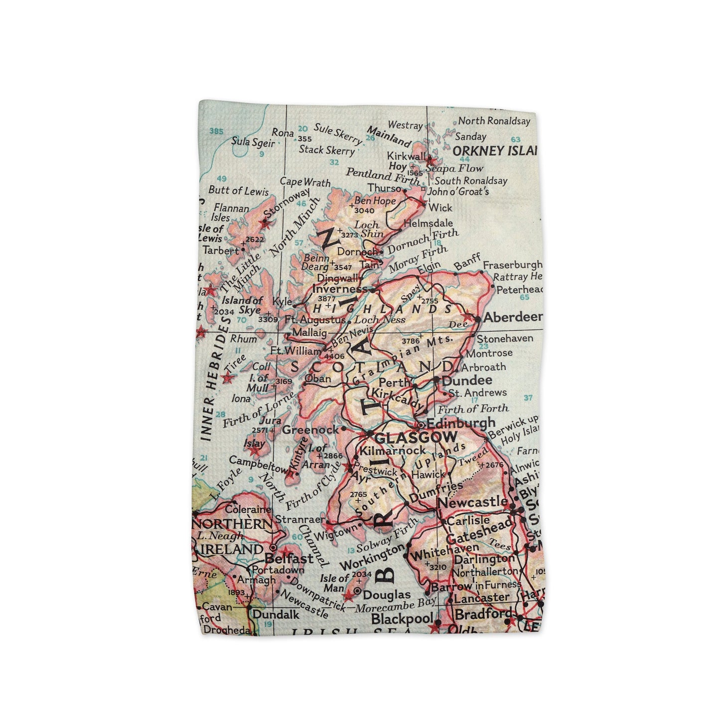 Scotland Map Tea Towel | Waffle-Weave Kitchen Towel Gift
