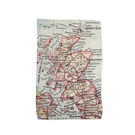 Scotland Map Tea Towel | Waffle-Weave Kitchen Towel Gift