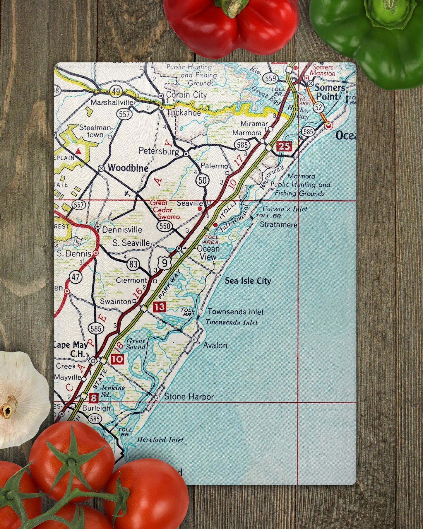 Sea Isle City New Jersey Map Cutting Board | Travel Gift | Kitchen Decor