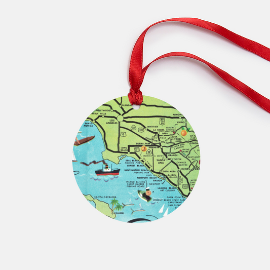 Seal Beach California Vintage Map Ornament