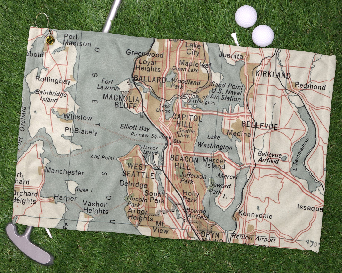 Seattle Washington golf towel primary image