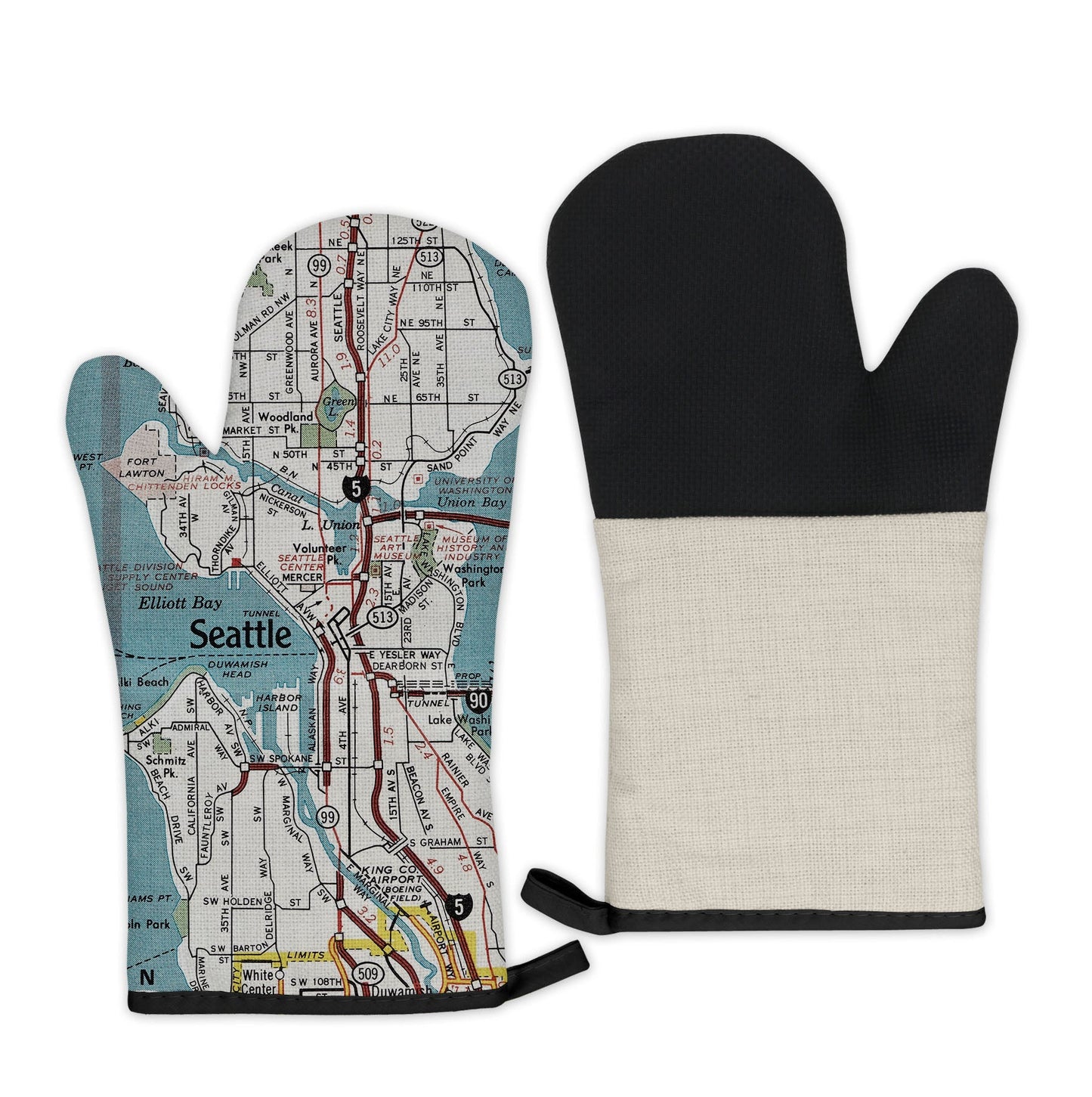 Seattle, Washington Map Oven Mitt | Vintage-Inspired Kitchen Gift