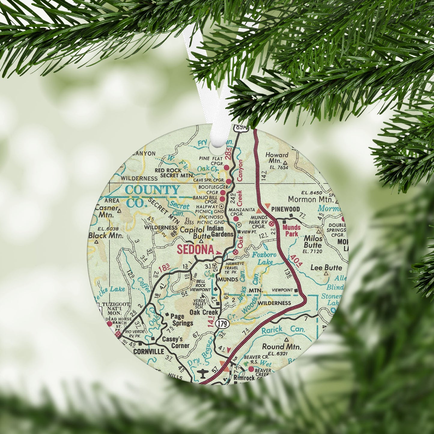 Sedona Arizona Vintage Map Ornament
