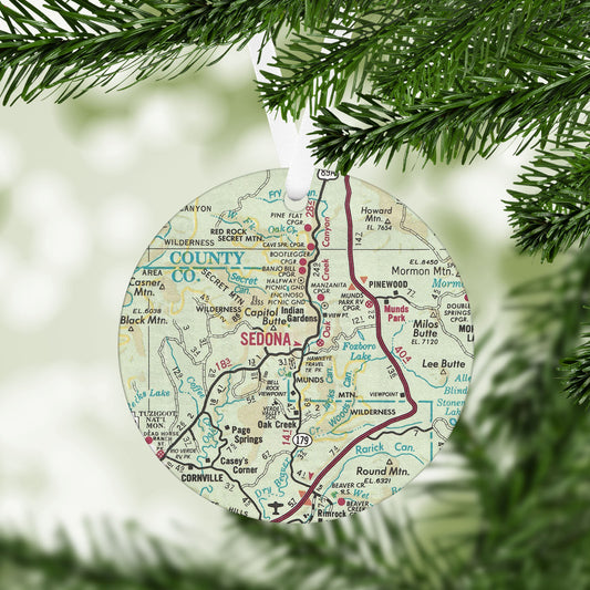 Sedona Arizona Vintage Map Ornament