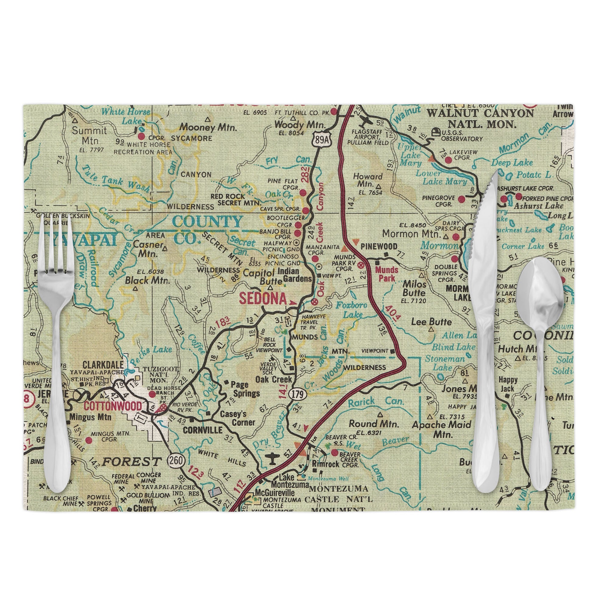 Sedona Arizona Vintage Map Placemats Set of 4