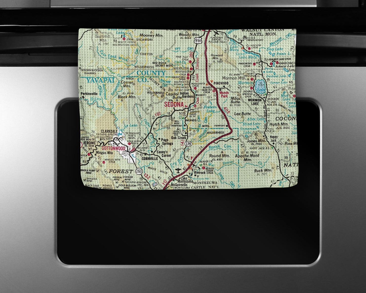 Sedona Arizona Map Tea Towel | Waffle-Weave Kitchen Towel Gift