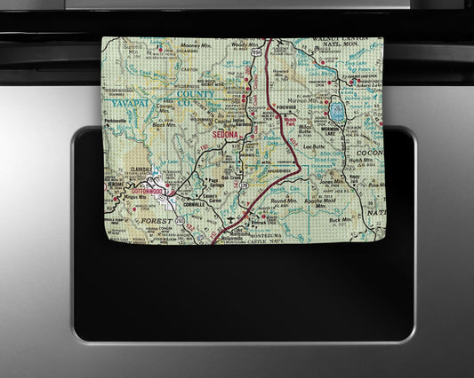 Sedona Arizona Map Tea Towel | Waffle-Weave Kitchen Towel Gift