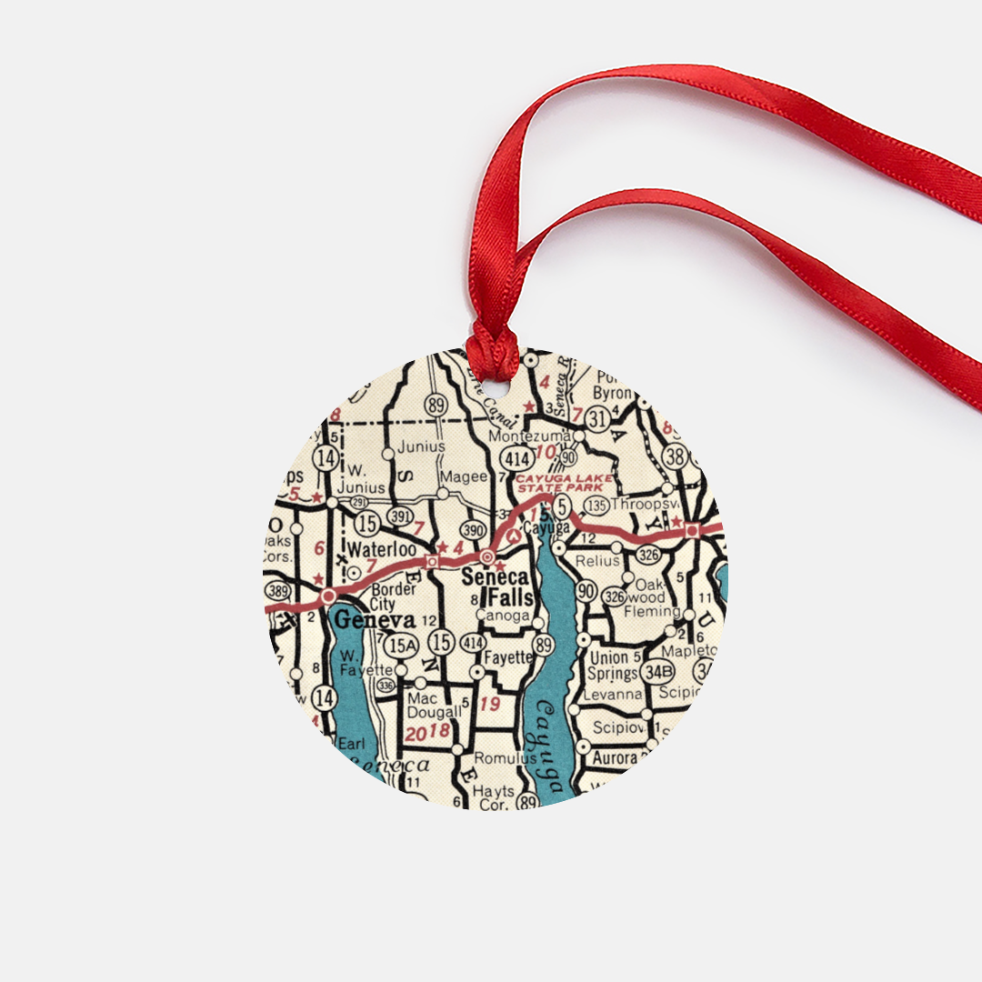 Seneca Falls New York Vintage Map Ornament