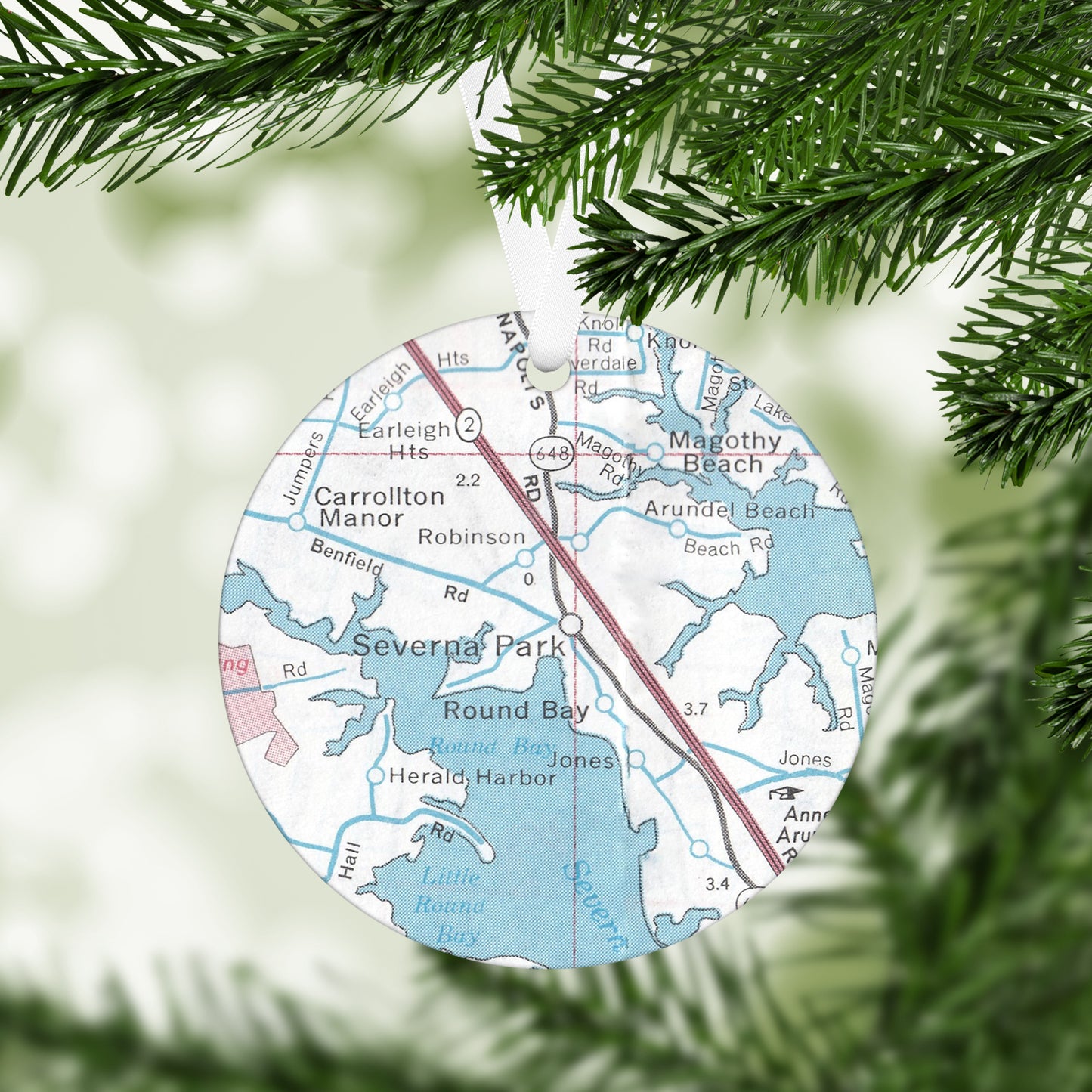 Severna Park Maryland Vintage Map Ornament