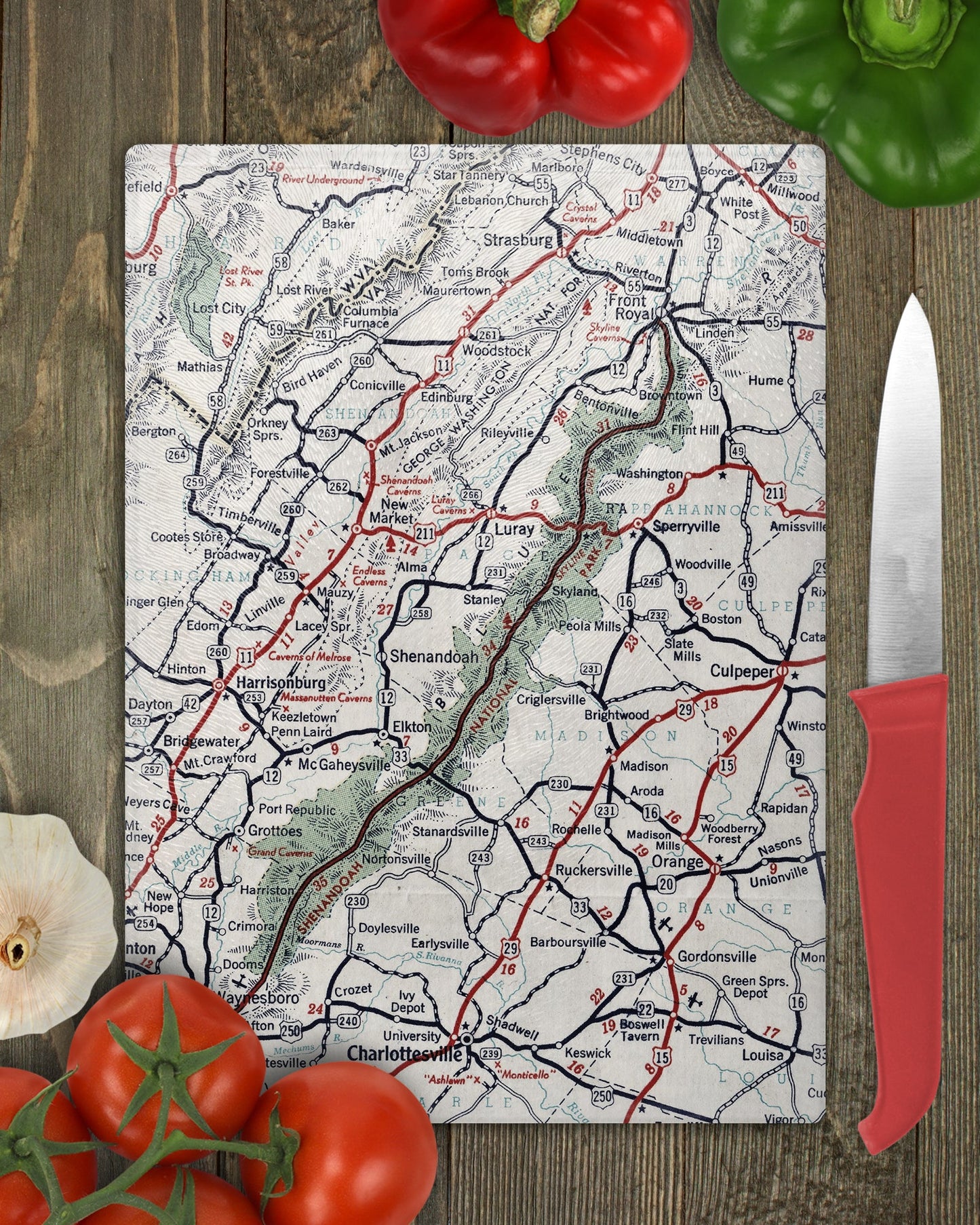 Shenandoah National Park Map Cutting Board | Travel Gift | Kitchen Decor