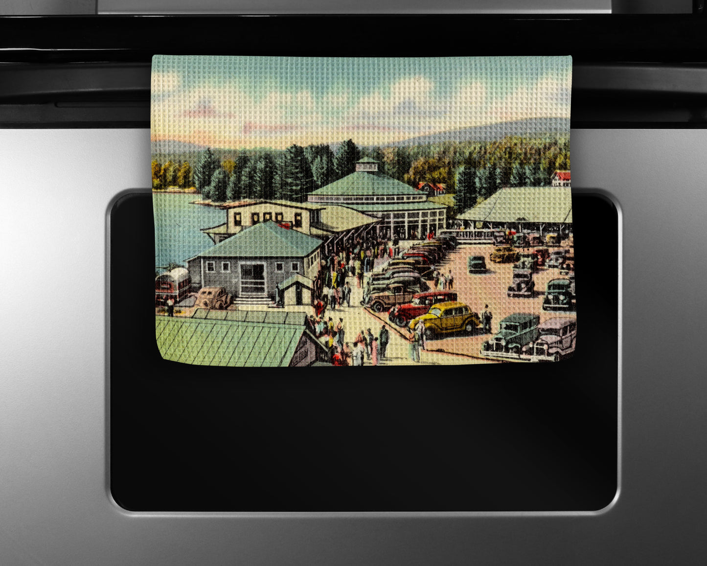 Caroga Lake New York Sherman's Amusement Park Kitchen Towel