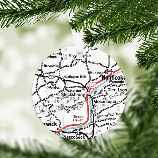 Shickshinny Pennsylvania Vintage Map Ornament