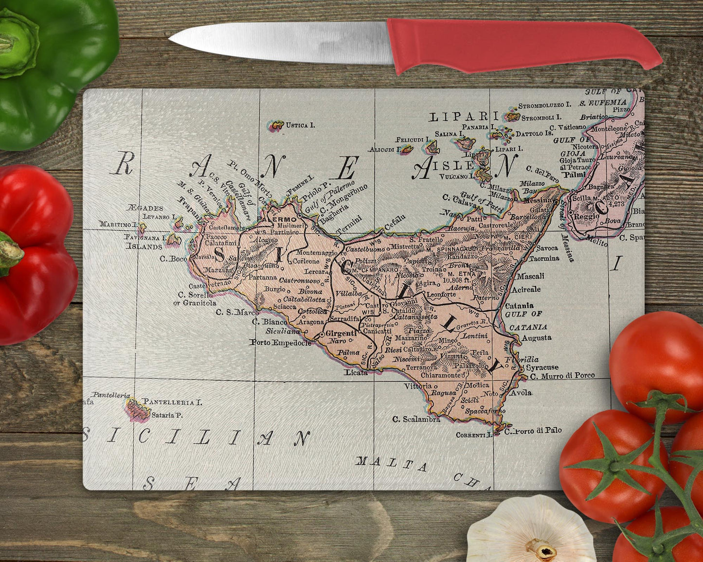 Sicily Map Cutting Board | Travel Gift | Kitchen Decor