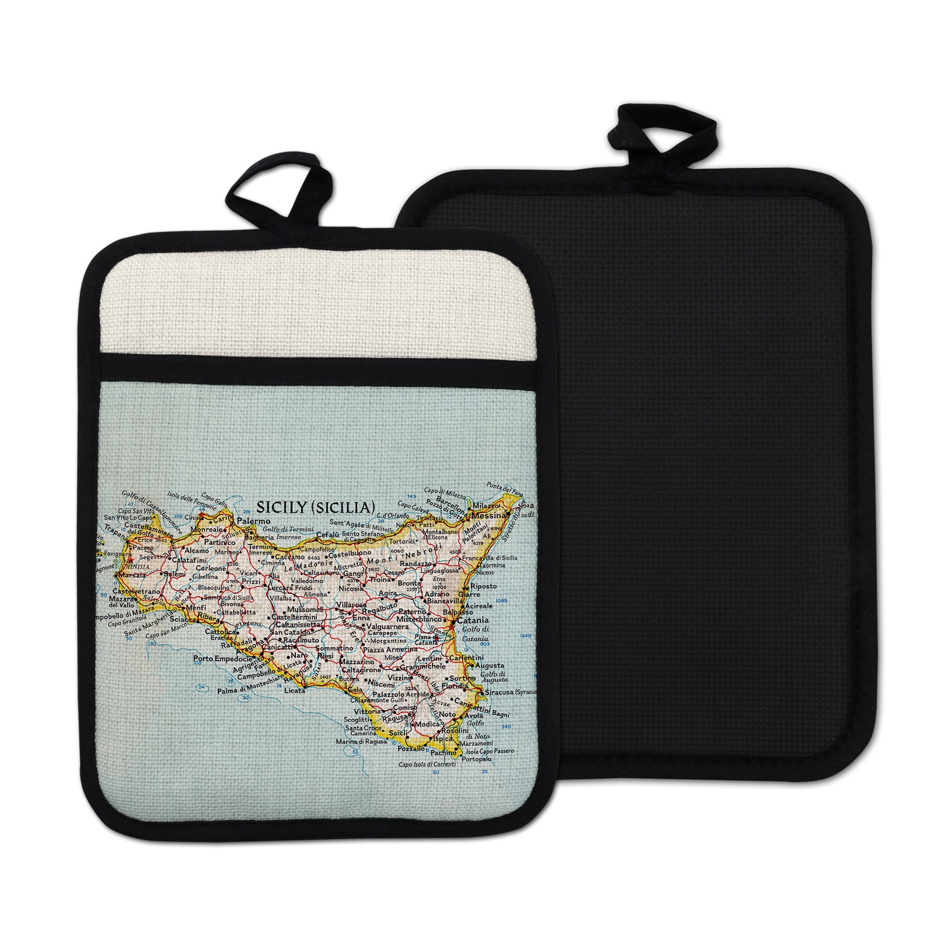 Sicily vintage map hot pad kitchen decor