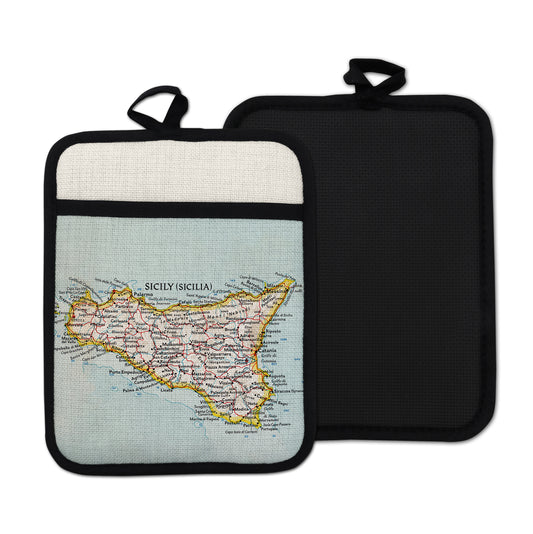 Sicily vintage map hot pad kitchen decor