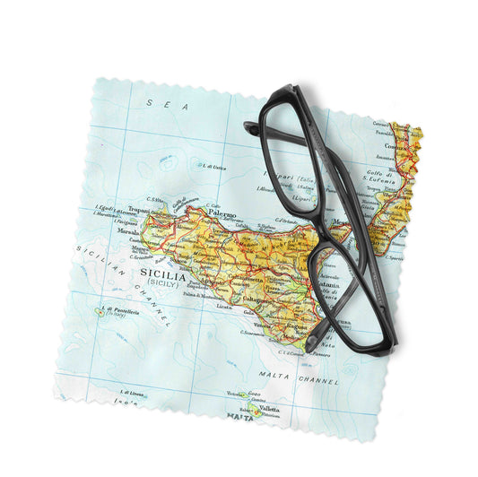 Sicily Map Lens Cloth | Sicily Microfiber Glasses Cleaner | Travel Gift