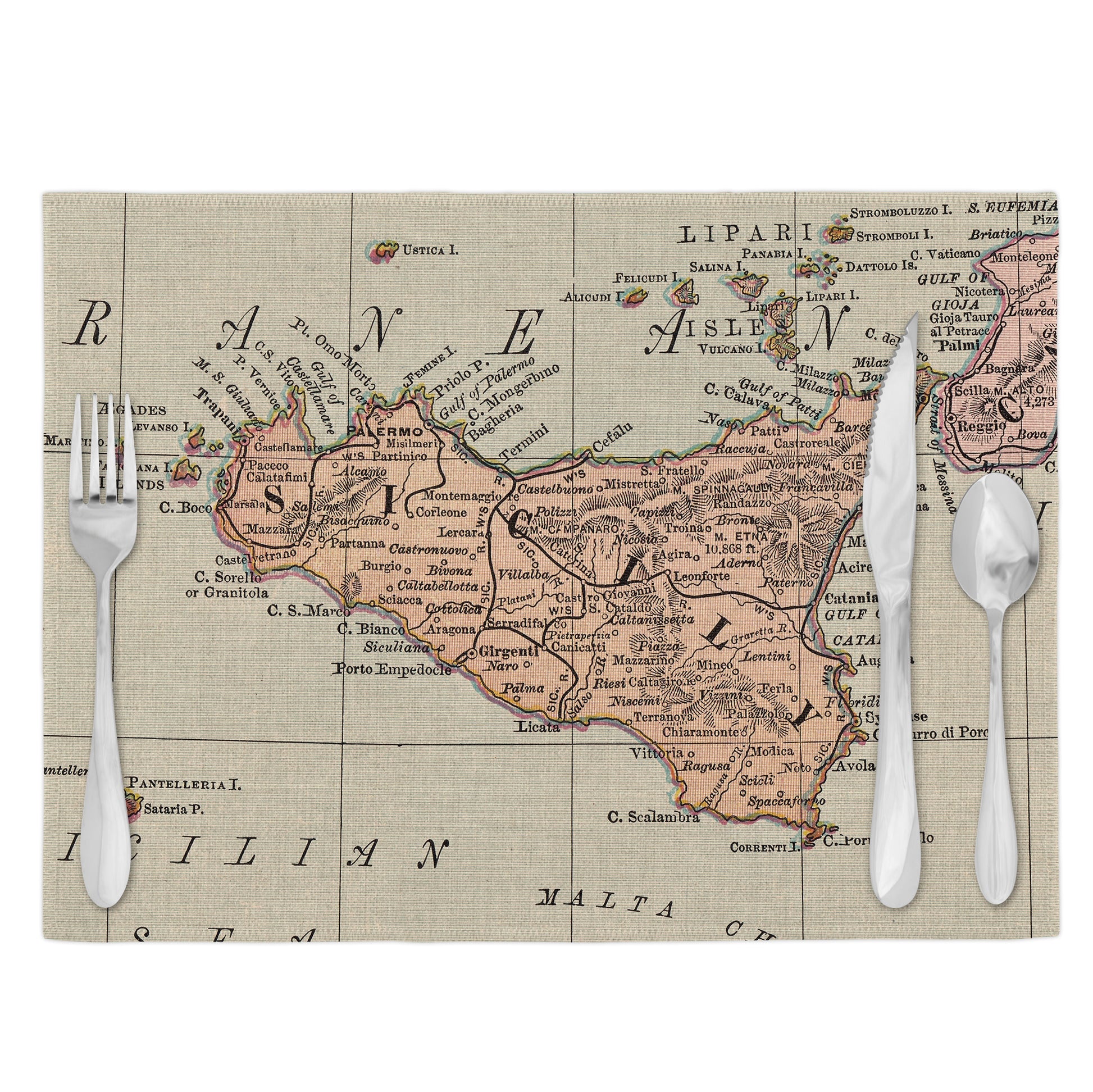 Sicily Vintage Map Placemats Set of 4