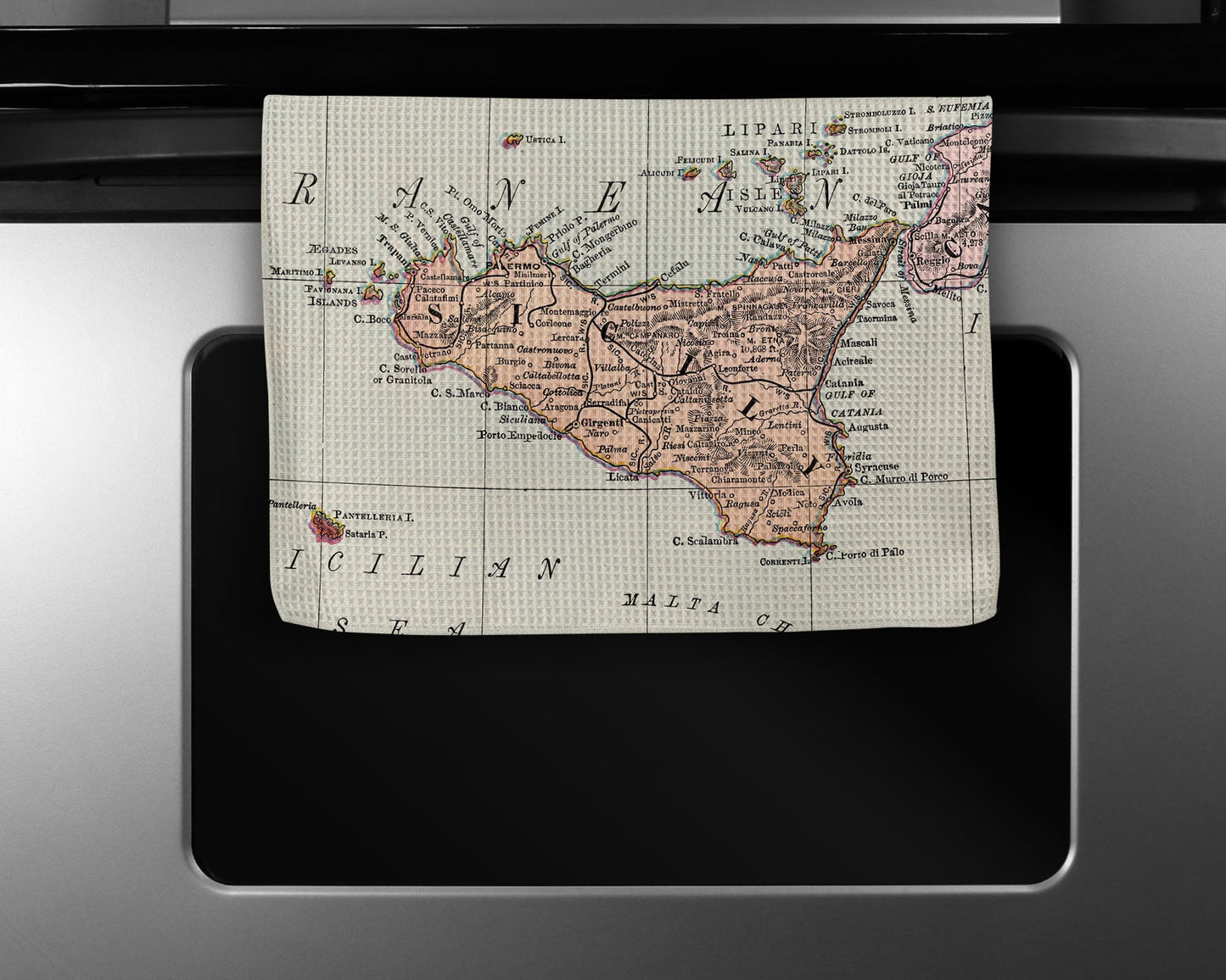 Sicily Map Tea Towel | Waffle-Weave Kitchen Towel Gift