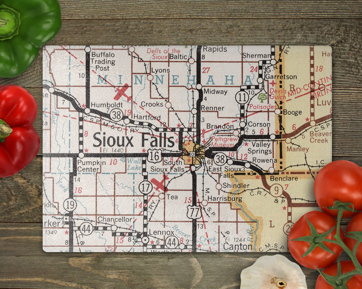 Sioux Falls South Dakota Map Cutting Board | Travel Gift | Kitchen Decor
