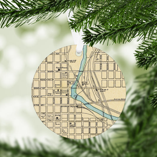 Sioux Falls South Dakota Vintage Map Ornament