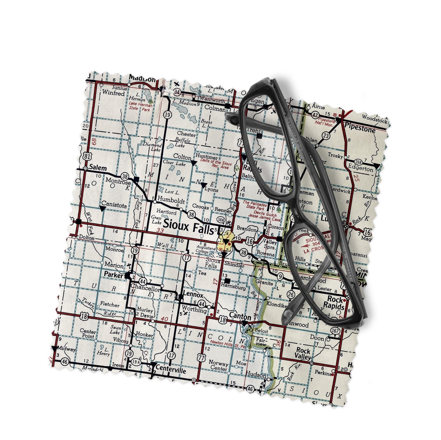 Sioux Falls South Dakota Map Lens Cloth | Sioux Falls Microfiber Glasses Cleaner | Travel Gift