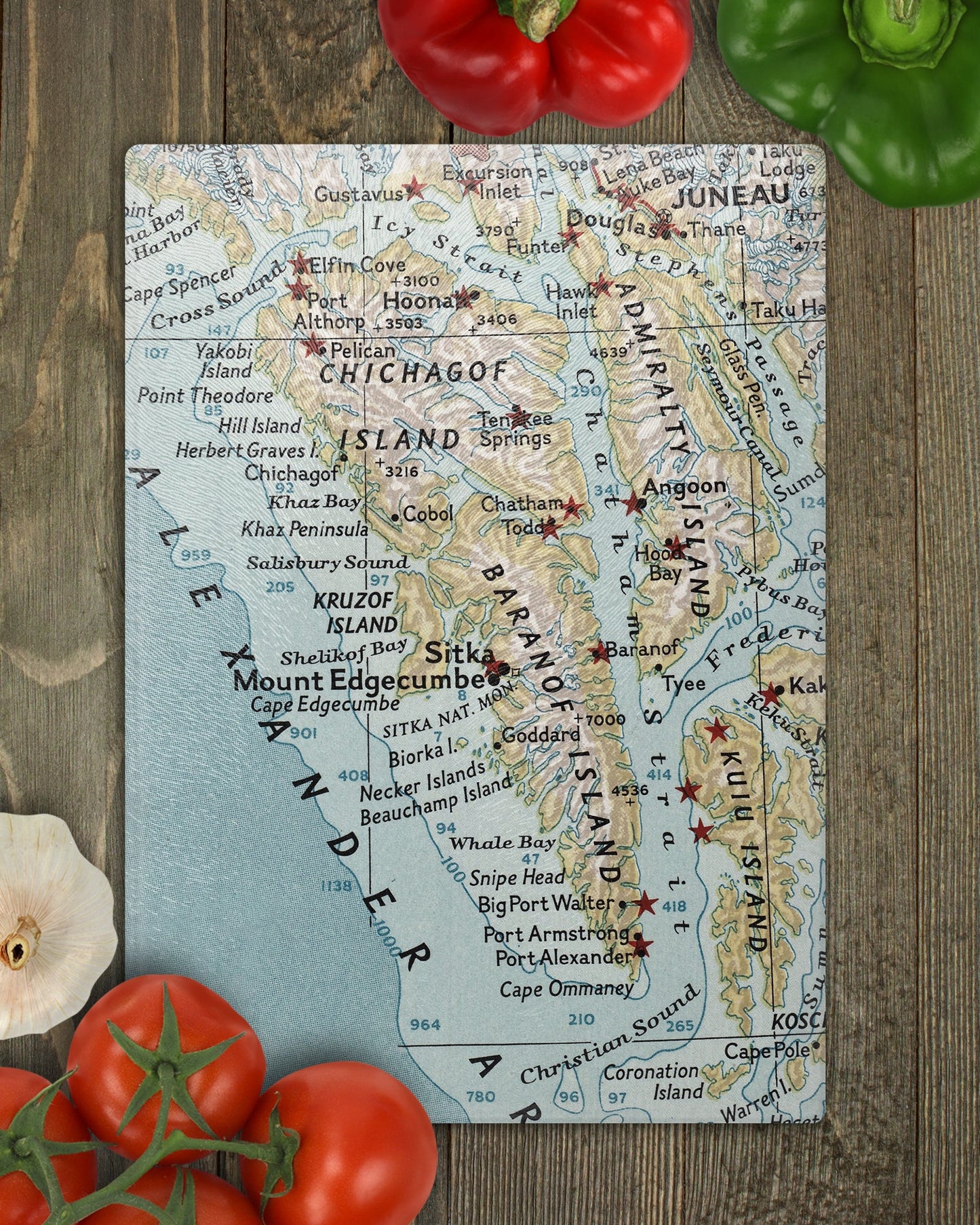 Sitka Alaska Map Cutting Board | Travel Gift | Kitchen Decor