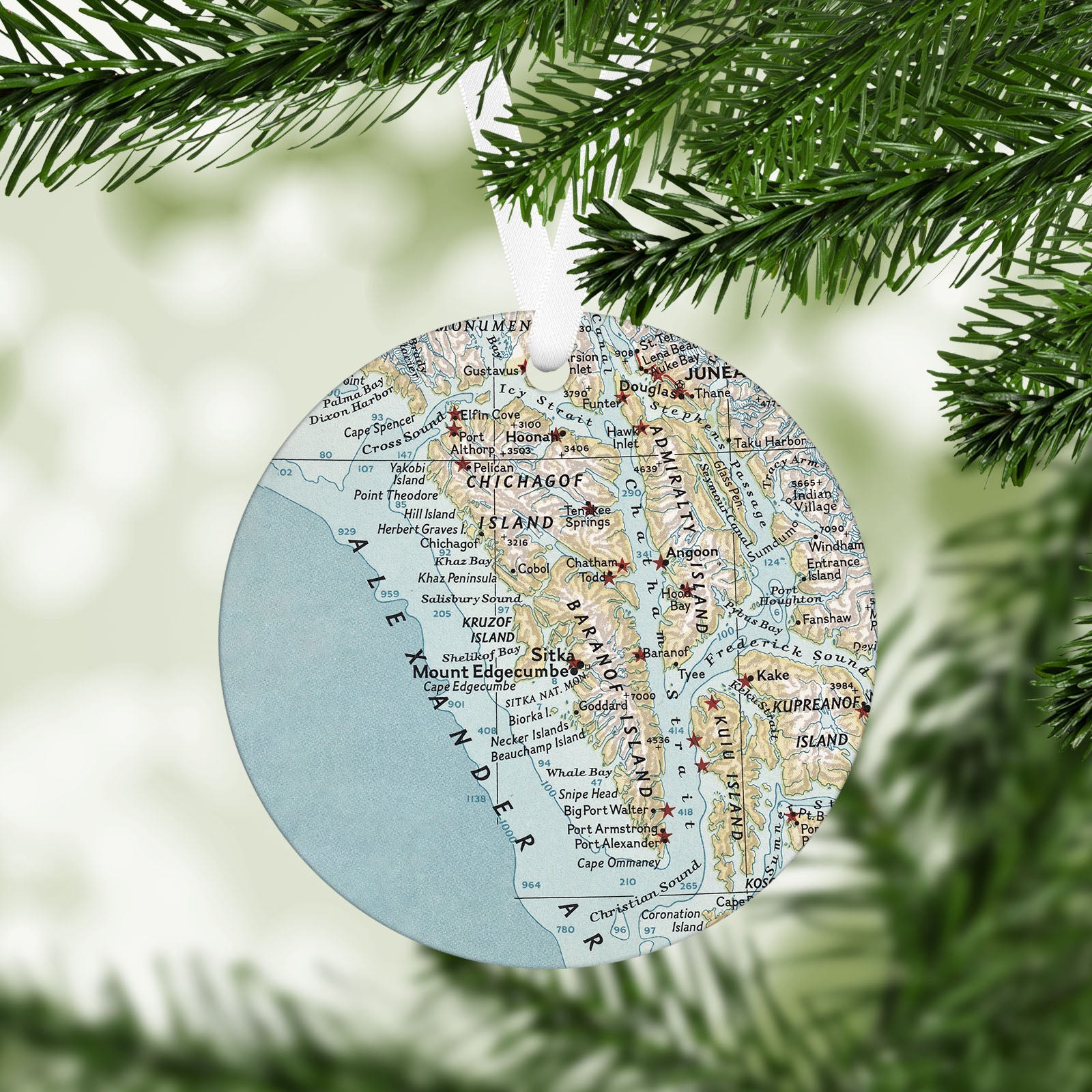 Sitka Alaska Vintage Map Ornament