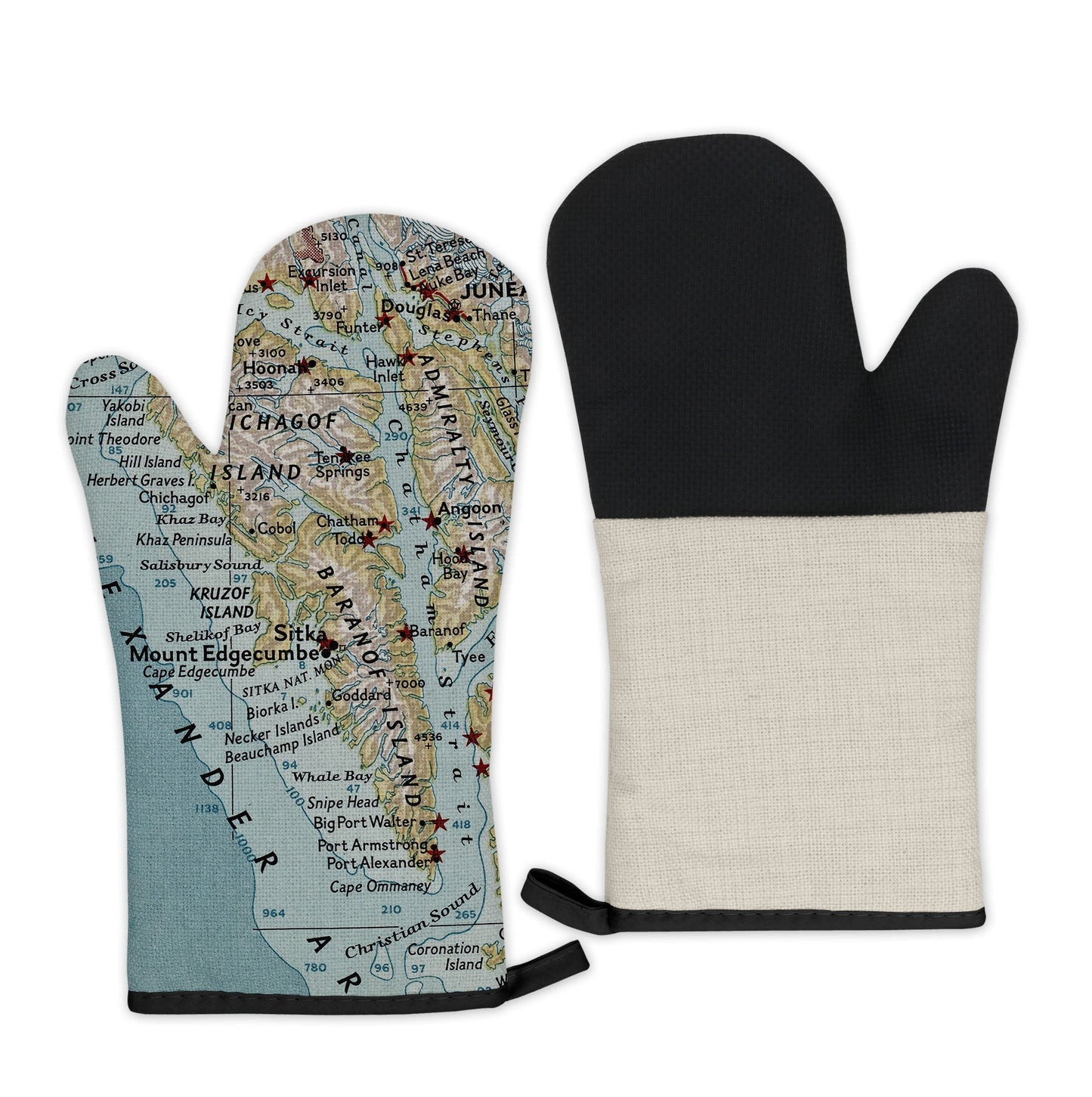 Sitka, Alaska Map Oven Mitt | Vintage-Inspired Kitchen Gift