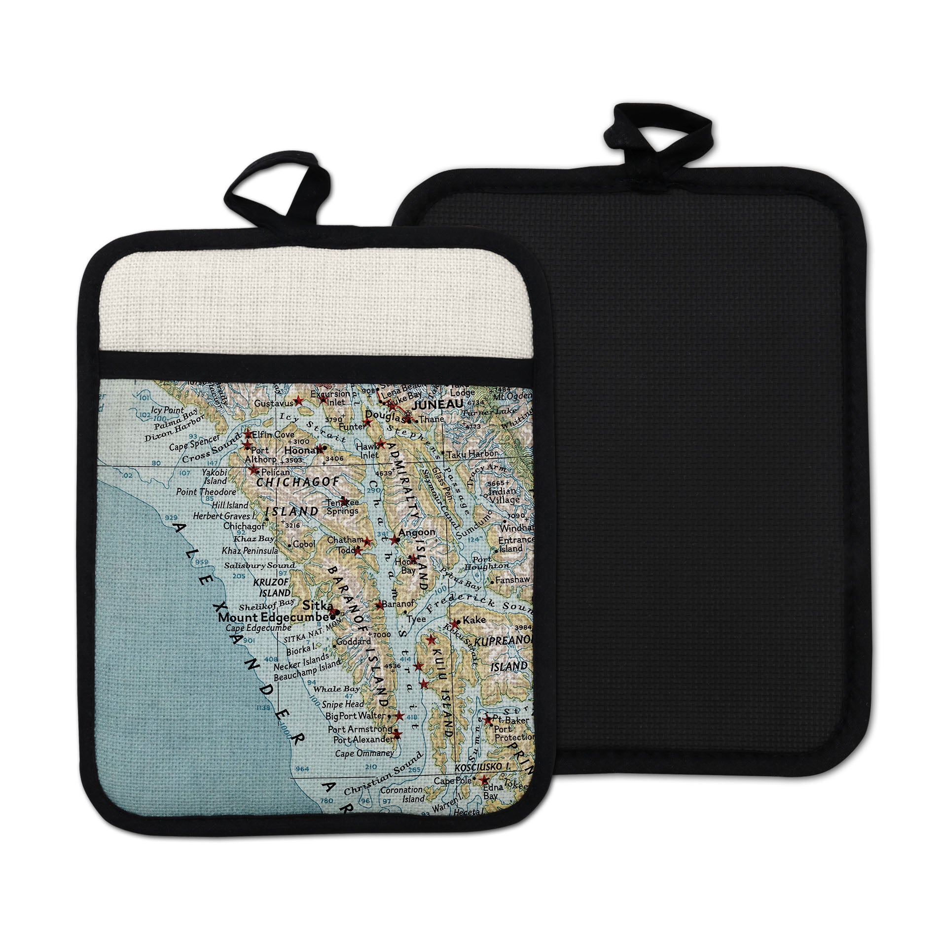 Sitka Alaska vintage map hot pad kitchen decor