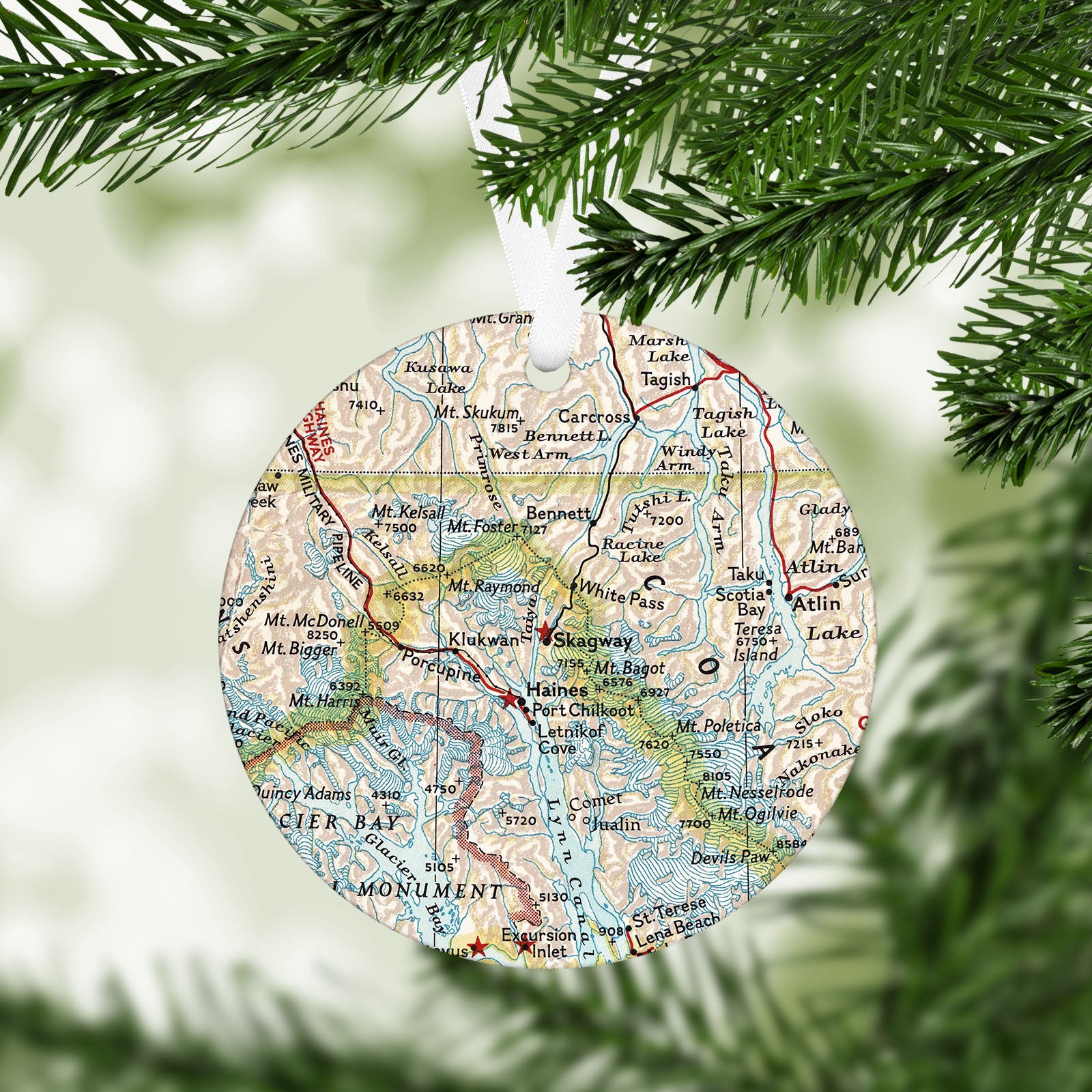 Skagway Alaska Vintage Map Ornament